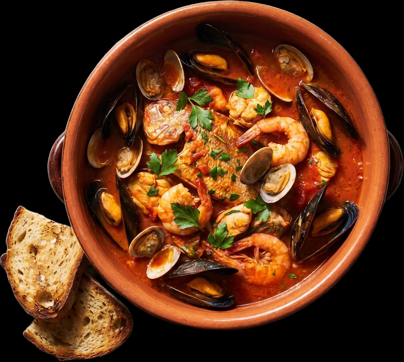Brodetto alla Sambenedettese, zuppa di pesce dell'Adriatico servita in una scodella di terracotta