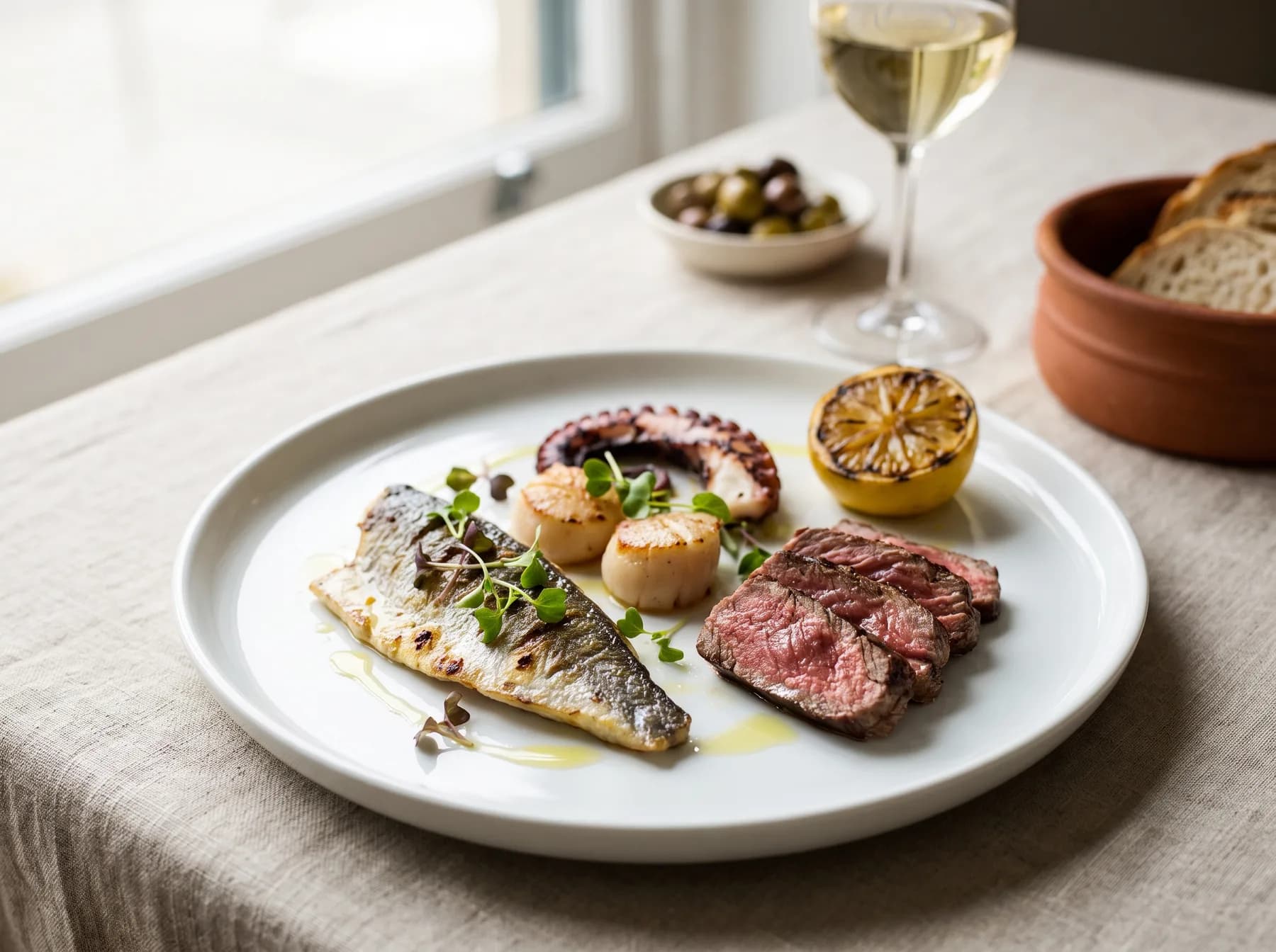 Piatto di pranzo servito nella sala del ristorante